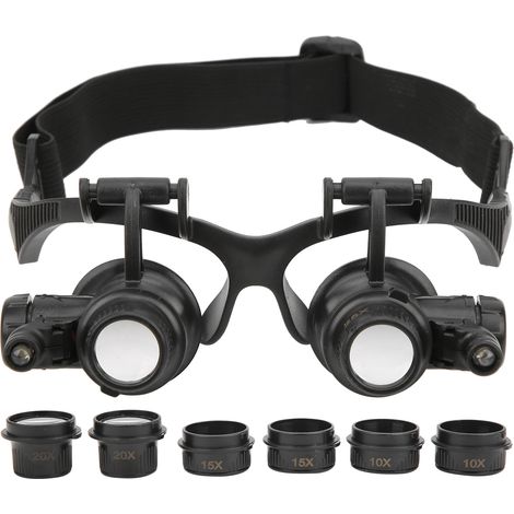 Binokularlupe für Schmuck mit 2 LEDs und 8 austauschbaren Linsen (10x, 15x, 20x, 25x) (1/5)