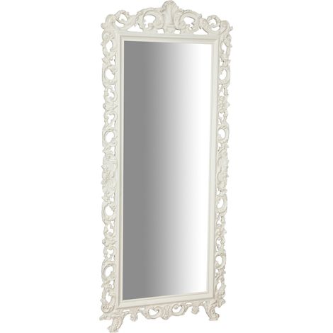 Miroir Mural à accrocher EN BOIS EN FINITION BLANC ANTIQUE FABRIQUE EN ITALIE (1/5)