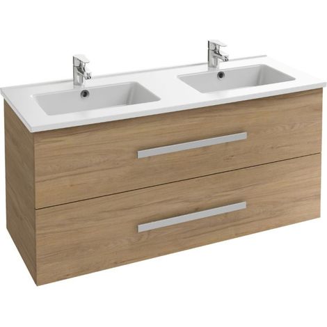 Mueble bajo lavabo doble 120 cm JACOB DELAFON Ola UP roble Colorado (1/5)