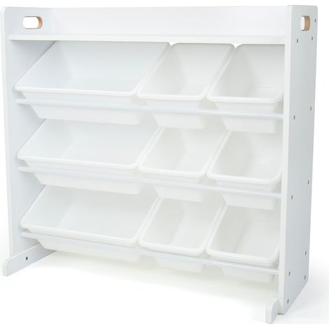 étagère pour enfants, organisateur de jouets avec 9 bacs de rangement, blanc/blanc (1/5)