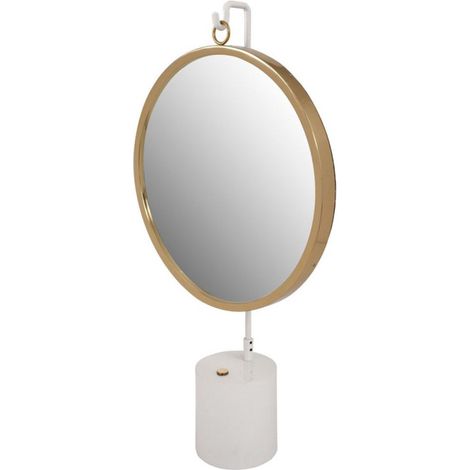 Miroir à Poser Rond "Eleganca" 75cm Blanc & Or (1/2)