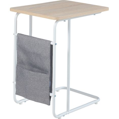 Tavolino per laptop 56 x 48 x 37 cm bianco grigio effetto rovere 030011094