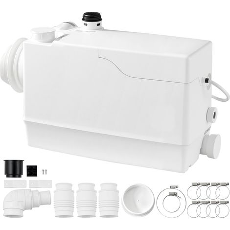 Broyeur WC 800 W 200 L/min Levage 10 m Pompe de Relevage Eaux Usées, pour Cuisine, Sous-sol, Salle de Douche, Buanderie, Raccord Latérale Toilettes, 4 Entrées, Évacuation Quotidienne Simultanée (1/5)