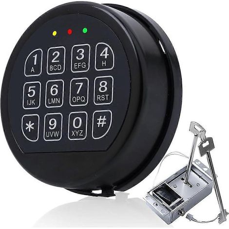 Serrure de remplacement pour coffre-fort avec 2 clés d'urgence, clavier électronique noir, pour usage domestique, commercial et industriel. (1/5)