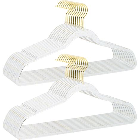 Lot de 20 cintres Transparents de 40,6 cm en Plastique pour Placard d'adulte, Durable avec Crochet pivotant, épaules crantées et Cintre à Linge Ultra Fin pour économiser de l'espace pour Costumes (1/5)