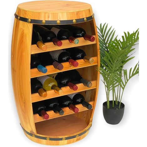 DanDiBo Weinregal Holz Weinfass Natur 70 cm 371 Bar Flaschenregal Flaschenständer Fass Holzfass