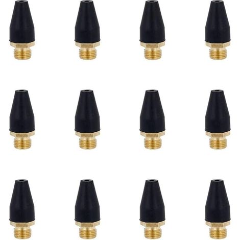12 piezas de herramientas neumáticas de goma de aleación negra para boquilla de aire, punta de goma de aleación para pistola de soplado, accesorios para herramientas neumáticas, herramienta de soplado (1/4)