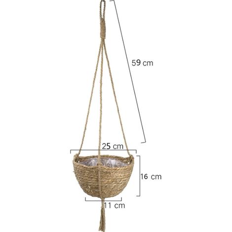 Panier de Jardin en Fibre Naturelle Tressée pour Plantes Suspendues Décoration Extérieure