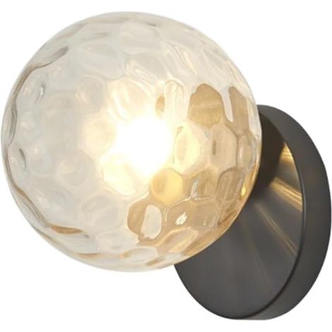 Abat-jour sphérique en verre style nordique minimaliste pour robinet de cuisine, lampe murale décorative intérieure pour salle de bain ou coiffeuse (ou, Verre d'ondulation d'eau) (1/5)
