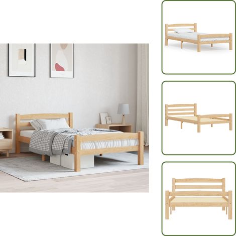 Massivholzbett Kiefer 100x200 cm - Holzbettrahmen - Kiefernbett - Doppelbett - Massivholzbette - Bettkonsole (1/5)