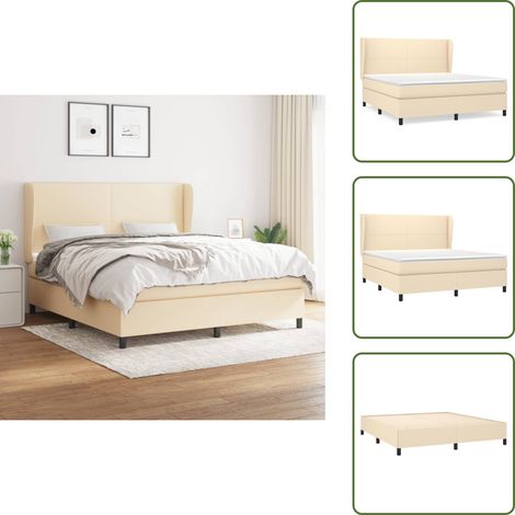 Boxspringbett mit Matratze Creme 160x200 cm Stoff - Boxspringbett - Doppelbett - Cremefarbenes Bett - Bettenrahmen - Lattenrost (1/5)