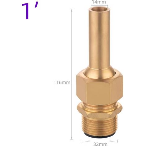 Buse de Fontaine en Laiton Massif, Jet Droit Réglable, Filetage Extérieur Hexagonal Large 1 Pouce (DN25) pour Bassin et Jardin