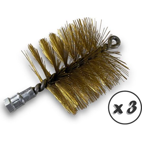 Lot de 3 Brosses à tube PRO LAITON Ø 100 mm Raccord M12175 femelle Ame en acier torsadé Nettoyage brossage tube et canalisation Kibros 41SCL100x3