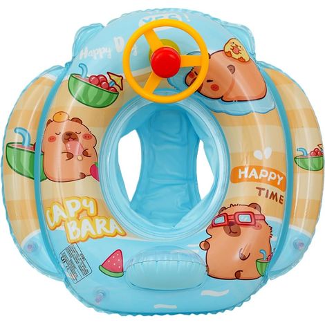 Bouées de Piscine - Radeaux Capybara avec Volant Intégré,Flotteurs de Plage Anneaux Aquatiques  Garçons Filles Vacances Plage Jardin Extérieur Piscine Été (1/5)
