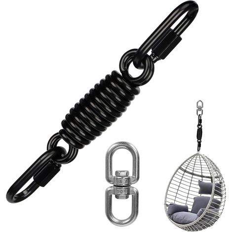 Swing Chair Spring Steel Hanging Chair Spring with 360° Swivel Hook and 2 Carabiners for Hanging Chair, Swing, Punch Bag Holder and Swing, Max Load 250 (1/5)