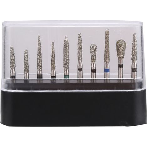 10pcs/set Dental Diamond Burs FG 1.6mm High Speed Handpiece Emery Bits (1/5)
