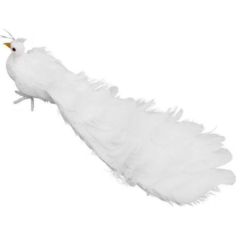 Estatua decorativa de pavo real: pavo real artificial hecho de plumas y espuma, 37 x 12 x 13 cm, para jardín, terraza o balcón. (1/5)