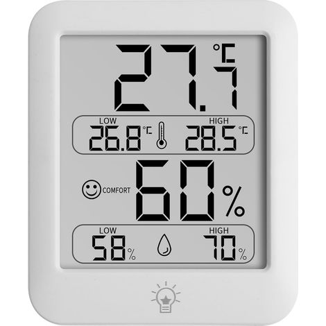 Digitales Innenthermometer – 1 Stück – Weißer Kunststoff – Misst Temperatur und Luftfeuchtigkeit – Für Zuhause und Büro – Celsius/Fahrenheit-LCD-Anzeige (1/5)
