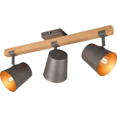 Foco 3 focos regulable madera y metal níquel campana trio iluminación (1/3)