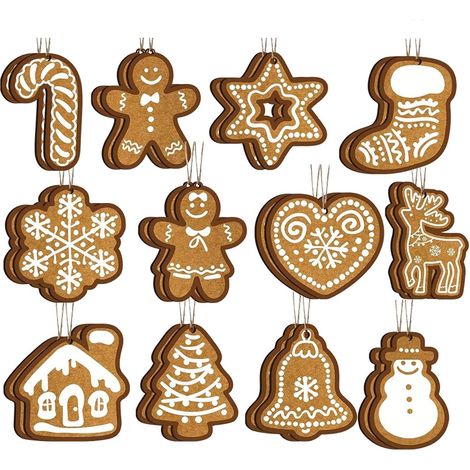Ornements de sapin de Noël en bois Ornements décoratifs spéciaux et Décorations de sapin de Noël pour décorer la maison et la cuisine, fêtes, suspension festive (1/5)