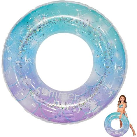 Bouée gonflable à imprimé ciel étoilé et paillettes, taille 60, pour adultes et enfants, pour la plage, les activités de plein air et les fêtes aquatiques.-AquaForge