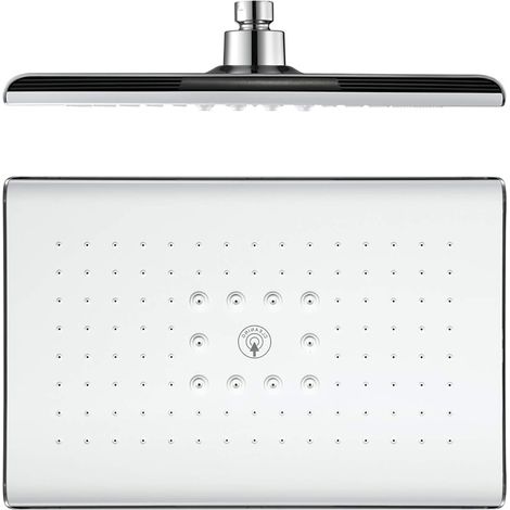 BRAVIX Tête de Douche, Rectangle Pommeau Douche Fixes ABS Tête de Douche Pluie Economie d'eau Haute Pression Pomme de Douche Pluie, G1/2" Connexion,Blanc
