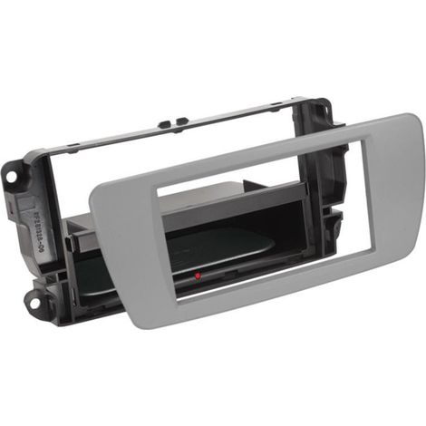 Kit Facade autoradio 2DIN compatible avec Seat Ibiza ap08 Avec vide poche Induction Qi Gris Dublin