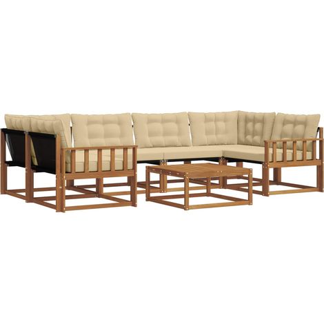 Ensemble de canapés d'extérieur 7 pcs Salon de jardin Naturel et Beige (1/5)