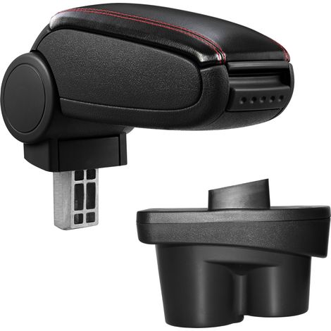 Mittelarmlehne Opel Corsa E mit Staufach Kunstleder Schwarz mit roten Nähten pro.tec