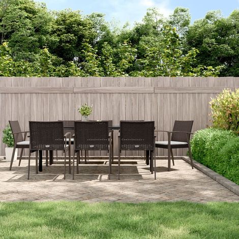 Set Pranzo da Giardino 9 pz con Cuscini in Polyrattan e Acciaio vidaXL (1/5)