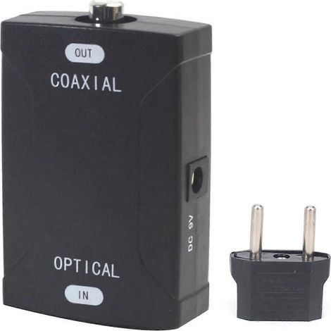 Convertisseur audio numérique coaxial vers optique 24bit/96K avec câble optique, prise EU/US-EU. (1/4)