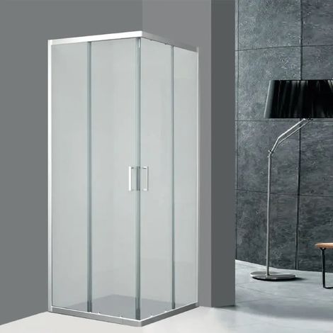 Box de ducha angulado ALIUS 69/79 × 69/79 cm H190 con cristal gofrado 4 mm