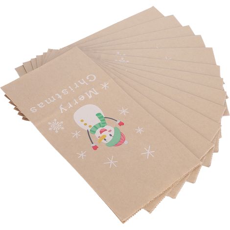 Lot de 12 sacs en papier kraft réutilisables pour Noël, emballage cadeau et biscuits. (1/5)