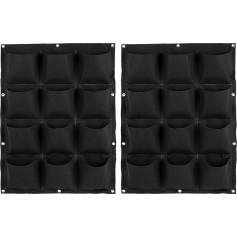 2x Jardinière verticale de jardin à poches multiples, fixation murale, sac de culture vivant en feutre, pot à herbes d'intérieur/extérieur, (1/5)