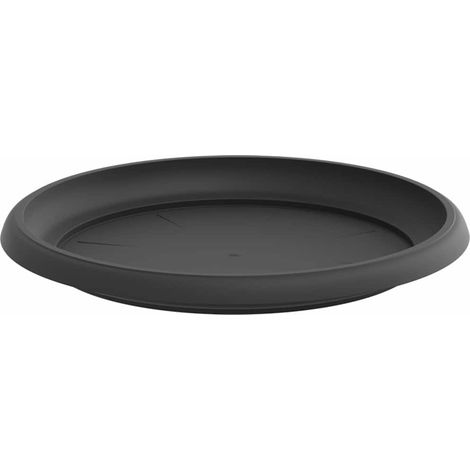 Juego de 24 bandejas redondas para flores 14 x 2 cm ergonómicas modernas para jardín o patio plástico negro 020059358 (1/5)