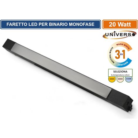 UNIVERSO PST-57-N3C TRACK LIGHT FARETTO LINEARE LED PER BINARIO ELETTRIFICATO MONOFASE 20W CHANGING COLOR CCT 3IN1 (1/4)