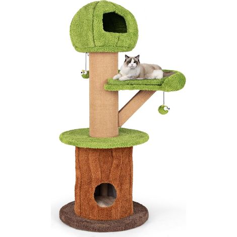COSTWAY
Tiragraffi a Forma di Albero per Gatti 175cm, Albero per Animali 
Domestici con 2 Casette, Trespolo Peluche, Palline Teaser, Pali in Sisal
e Cuscini Rimovibili, Torre Moderno Interno (1/5)