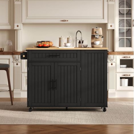 Isola cucina mobile pieghevole 120 x 45 x 93,3 cm in MDF nero REDOM (1/5)