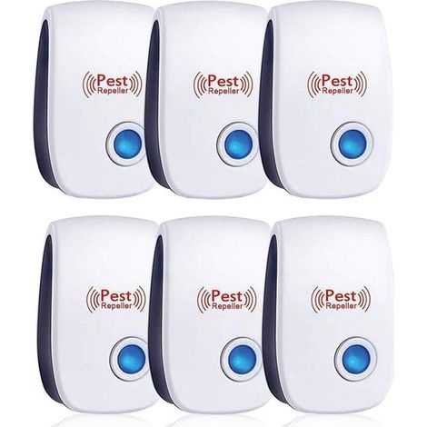 Repelente ultrasónico para ratones Crediri (paquete de 6), eficaz contra ratones, ratas, moscas, mosquitos, plagas, arañas y cucarachas. Seguro y no tóxico. (1/5)