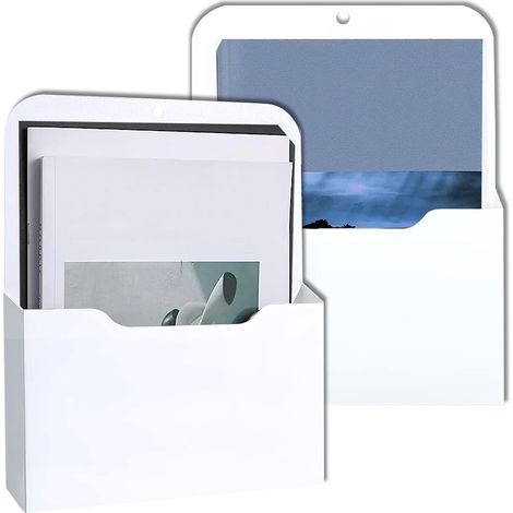Portadocumentos magnéticos, juego de 2, organizador de suministros de oficina, portacartas A4 con imanes potentes para pizarra blanca, refrigerador, hogar, color blanco (1/5)