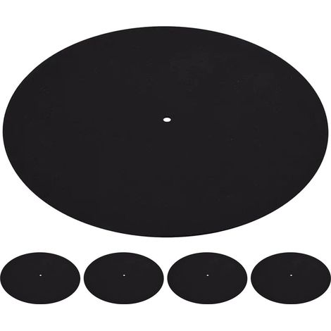 Tapis Antistatique pour Platine Vinyle en Feutre Noir, Lot de 5 Pièces, 10" Non-Slip pour Studios Audio Professionnels et Systèmes de Divertissement à Domicile (1/5)