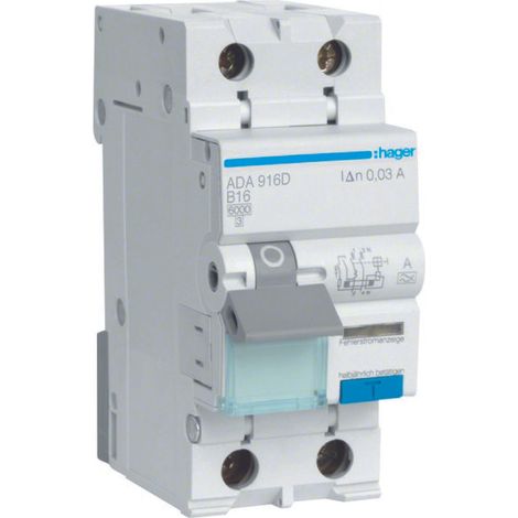 Interruttore differenziale con protezione da sovracorrente B/6KA, 16A, 30mA, 2 poli