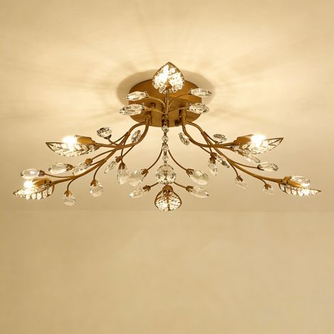 Vintage cristal branches plafonnier, plafonnier à changement de couleur tricolore, plafonnier pour salon, chambre à coucher (1/5)