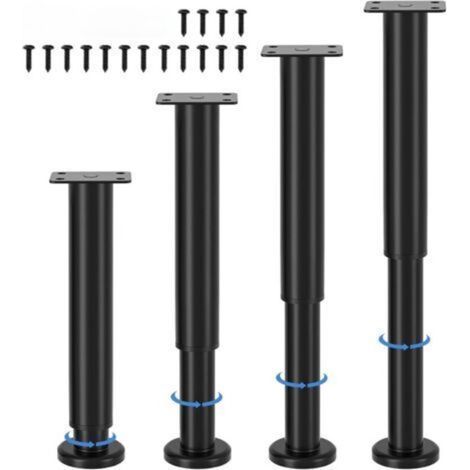 Lot de 4 pieds de meubles réglables,hauteur réglable 25-43 cm, pieds de meubles en métal noir,pieds de meubles pour armoire, meuble TV,canapé,table de chevet,chaise,armoire de salle de bain-Chrom (1/5)