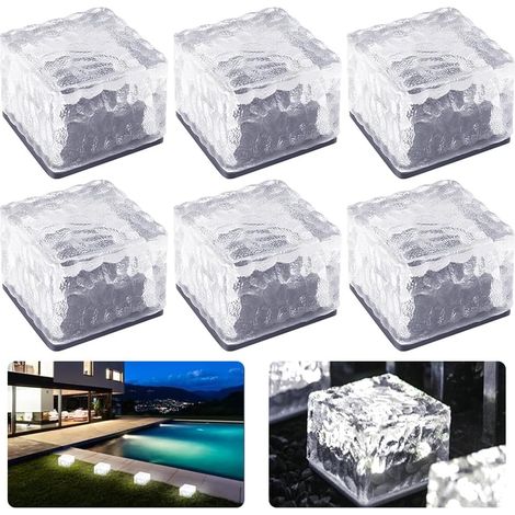 6 Paves Lumiere Solaire Exterieur Jardin,6,8 x 6,8 x 4,8 cm,Brique de Verre de LED Jardin Exterieur Solaire,Lumiere Solaire,Étanche, Interrupteur à Capteur,Pour Terrasses,Routes (1/5)