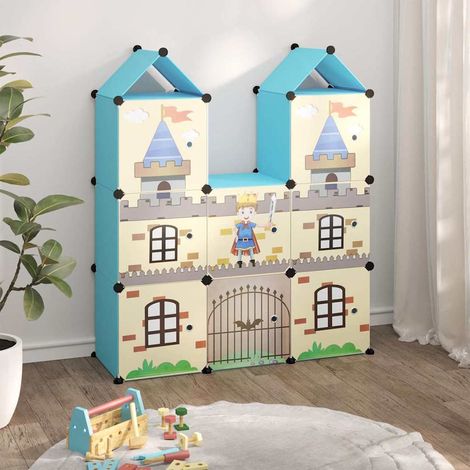 Armoire de rangement pour enfants-Meuble de stockage avec 8 cubes Bleu PP 376084 (1/5)
