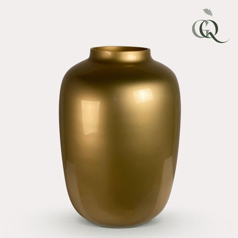 Vase en verre doré design pour fleurs et décoration d'intérieur, Taille M, H35 x 25 cm - PANGIVO (1/3)