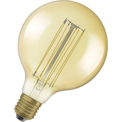 OSRAM Vintage 1906 LED-Lampe mit Gold-Tönung, 8,8W, 806lm, Kugel-Form mit 125mm Durchmesser & E27-Sockel, warmweiße Lichtfarbe, gerades Filament, dimmbar, bis zu 15.000 Stunden Lebensdauer (1/3)