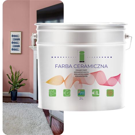 PINTURA CERÁMICA PARA PAREDES, LAVABLE, ROSA POLVO, 2 L, RESISTENTE A LAS MANCHAS (1/5)