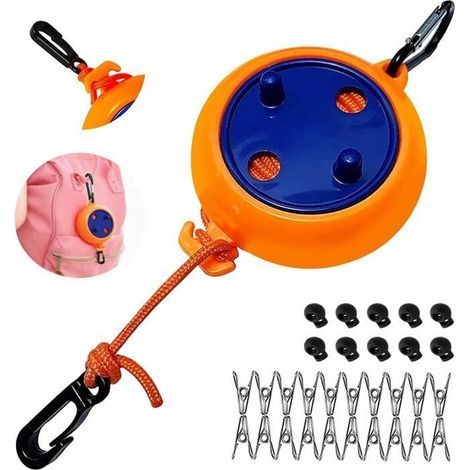 (Multicolore)Corde à Linge Rétractable, Corde à Linge Portable Camping 8m Voyage Vacances Corde à Linge Exterieur Pour Extérieur ou Interie[282] (1/4)